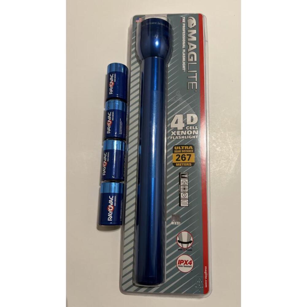 Maglite 4D Cell Xenon Flashlight Blue with Batteries